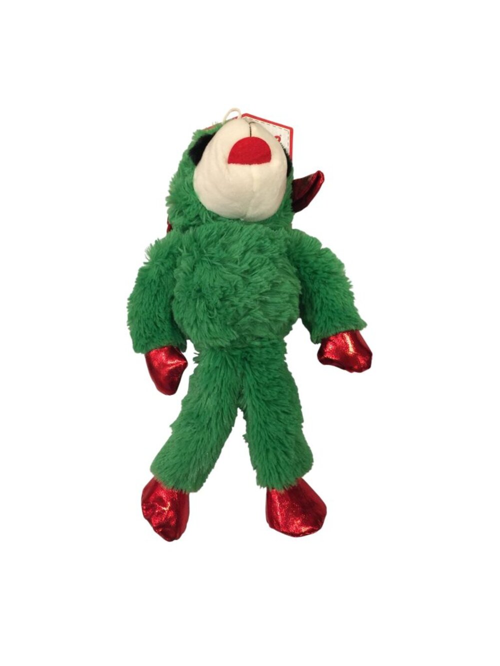 Lamb Chop 13" Large Holiday Green Floppy Limbs Red Metallic Squeak Plush Dog Toy